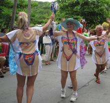 Jane Washburn (left) and Livy Hitchcock of the Middle Age Majorettes.